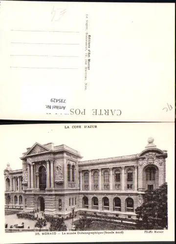 735429 Monaco Monte-Carlo Le musee Oceanographique facade nord La Cote d Azur