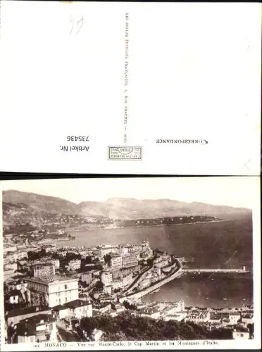735436 Monaco Monte-Carlo Vue sur Monte-Carlo le Cap Martin et les Montagnes d Italie
