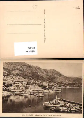 735440 Monaco Monte-Carlo L Entree du Port et Vue sur Monte-Carlo Hafen Leuchtturm Schiffe Dampfer