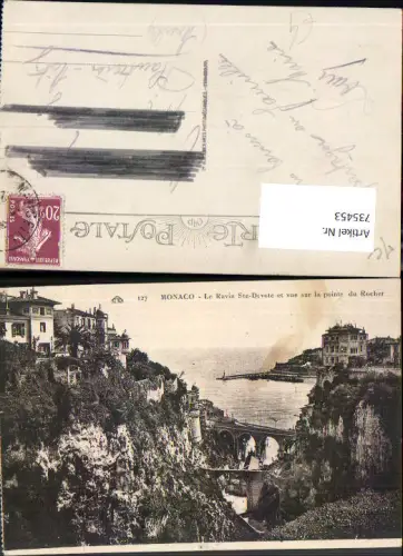 735453 Monaco Monte-Carlo Le Ravin Ste-Devote et vue sur la pointe du Rocher Viadukt Brücke