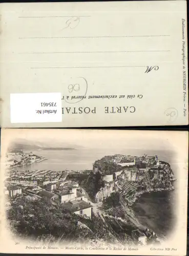 735461 Monaco Monte-Carlo la Condamine le Rocher de Monaco