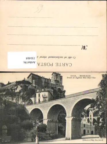 735464 Monaco Monte-Carlo Pont de Eglise Ste-Devote Viadukt Brücke Kirche