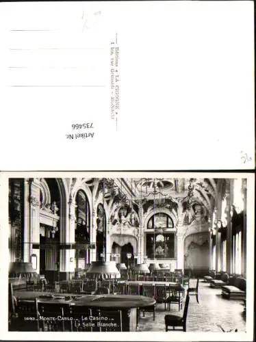 735466 Foto AK Monaco Monte-Carlo Le Casino La Salle Blanche Spieltisch Interieur