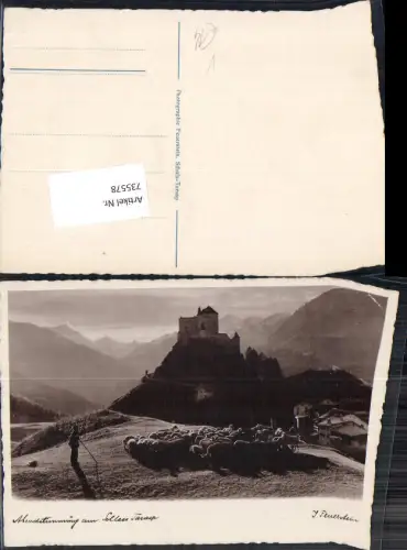735578 Fotokunst Tarasp Hirte Schafe Schloss Graubünden Engadin Unterengadin pub J. Feuerstein