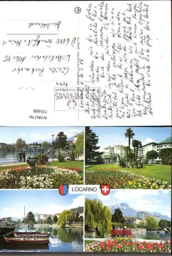 735688 Mehrbild AK Locarno Lago Maggiore Ansichten Blumen Boote