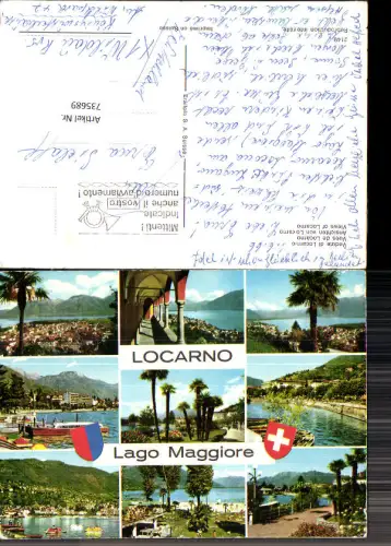 735689 Mehrbild AK Locarno Lago Maggiore Ansichten Palmen Boot Trettboote