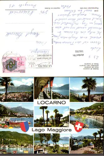 735701 Mehrbild AK Locarno Lago Maggiore Vedute di Locarno Ansichten Palmen Trettboote