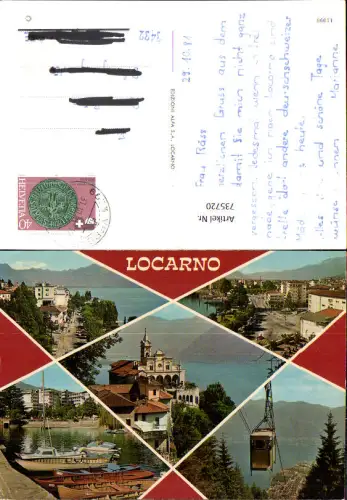 735720 Mehrbild AK Locarno Lago Maggiore Seilbahn Gondel Boote