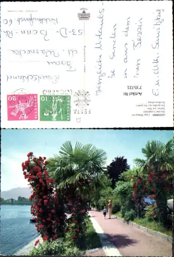 735721 Locarno Lago Maggiore Giardini Lungolago Gärten am See Rosen Palmen