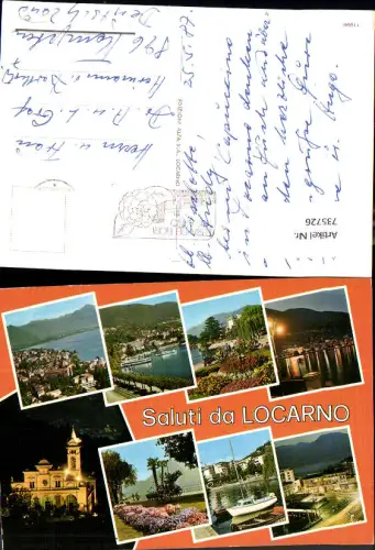 735726 Mehrbild AK Locarno Lago Maggiore Ansichten Schiff Segelboot Kirche b. Nacht