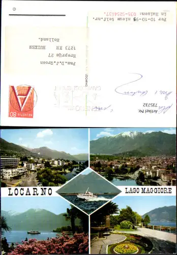 735732 Mehrbild AK Locarno Lago Maggiore Ansichten Schiffe Brunnen