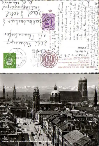 733767 Foto AK München Blick v. d. Ludwigskirche auf d. Stadt u. Gebirge