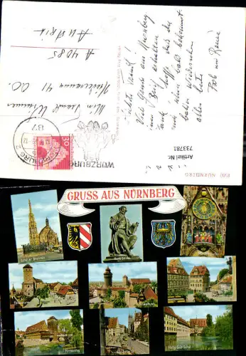 733781 Mehrbild AK Nürnberg Hans Sachs Denkmal Schöner Brunnen Henkersteg