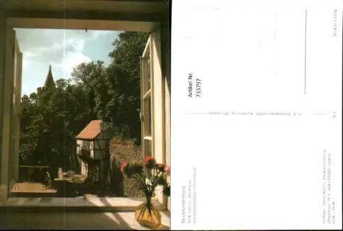 733797 Neubrandenburg Blick auf ein Wiekhaus Blick durch Fenster Vase Blumen