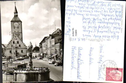 733806 Foto AK Deggendorf Donau Stadtplatz u. Rathaus
