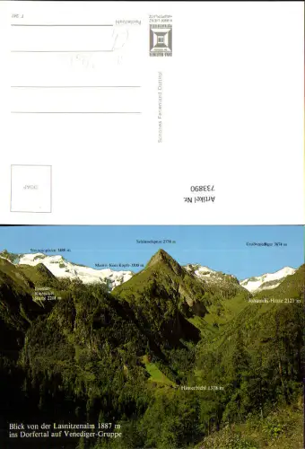 733890 Blick v. Lasnitzenalm ins Dorfertal auf Venediger-Gruppe Hinterbichl Prägraten am Großvenediger