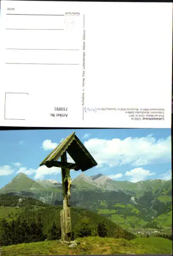 733891 Lukasserkreuz Blick auf Matrei Osttirol Falkenstein Kendlspitze Bretterwand Wegkreuz