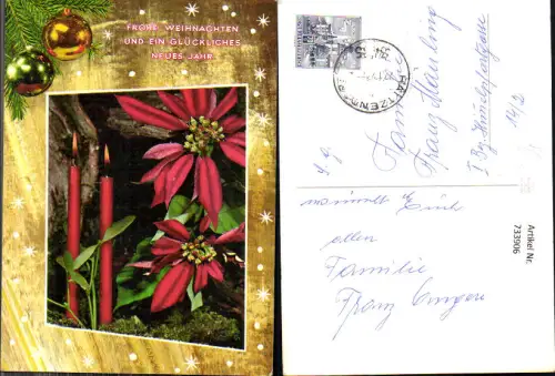 733906 Weihnachten Neujahr Brennende Kerzen Weihnachtsstern Blumen Stempel Haitzendorf