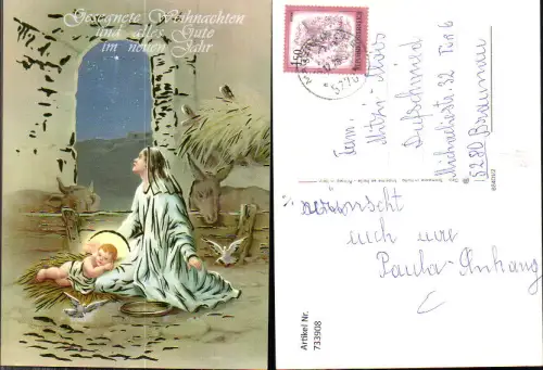 733908 AK Zandrin Weihnachten Neujahr Maria mit Jesuskind Stall Bethlehem Goldverzierung