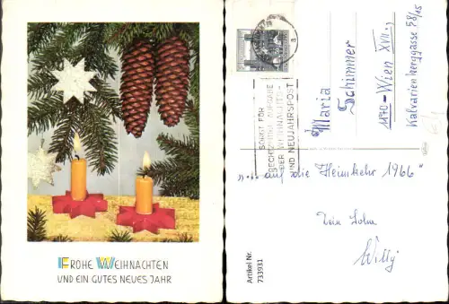 733931 Weihnachten Neujahr Brennende Kerzen Tannenzweig Zapfen Silbersterne
