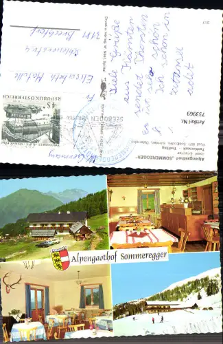 733969 Mehrbild AK Seeboden Kärnten Tschiernock Treffling Alpengasthof Sommeregger Gaststube Winter- u. Sommeransicht