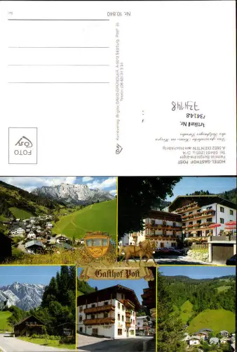 734148 Mehrbild AK Dienten am Hochkönig Hotel Gasthof Post Postkutsche