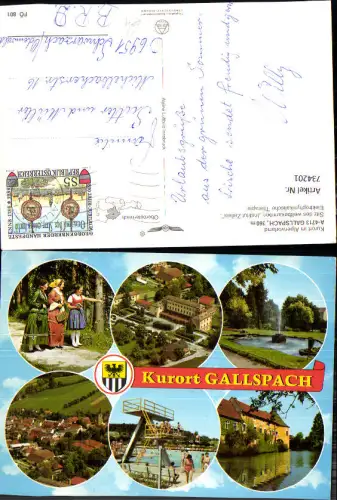 734201 Mehrbild AK Gallspach Institut Zeileis Tracht Goldhauben Schwimmbad