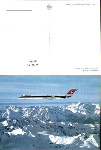 734326 Luftfahrt Flugzeug Swissair DC 9-81 über den Schweizer Alpen