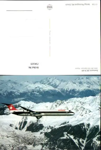 734329 Luftfahrt Flugzeug Swissair DC 9-81 über den Schweizer Alpen