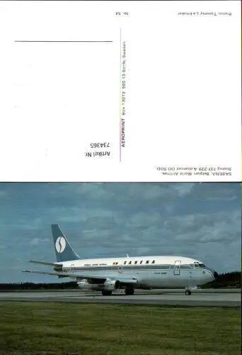 734365 Luftfahrt Flugzeug Sabena Belgian World Airlines Boeing 737-229 Advanced OO-SDD