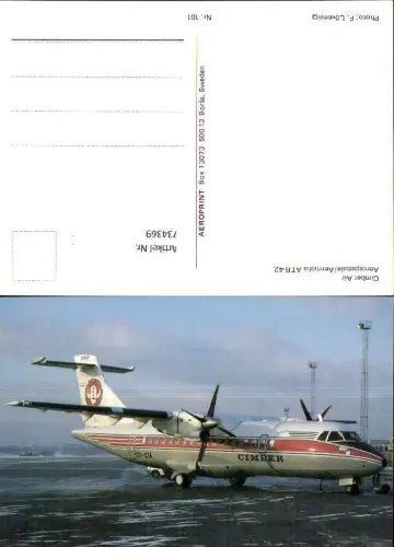 734369 Luftfahrt Flugzeug Cimber Air Aerospatiale Aeritalia ATR-42