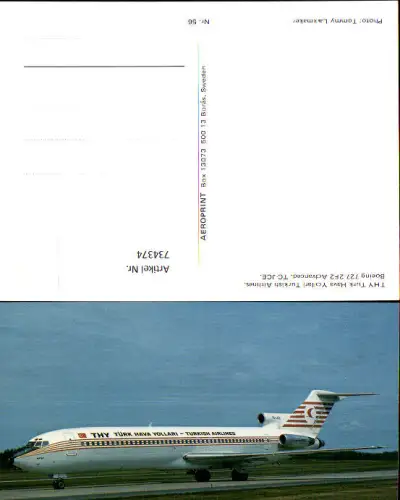 734374 Luftfahrt Flugzeug THY Turk Hava Yollari Turkish Airlines Boeing 727-2F2 Advanced TC-JCE