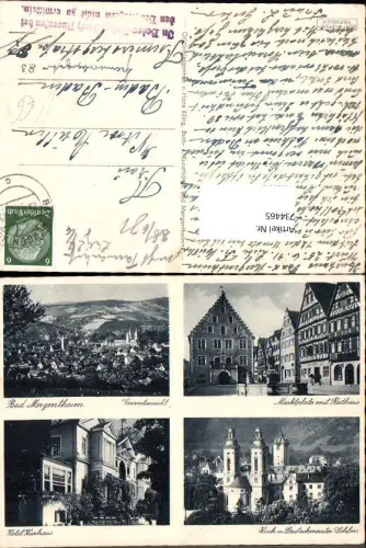 734465 Mehrbild AK Bad Mergentheim Totale Marktplatz Rathaus Hotel Kurhaus Schloss Stempel Briefträger nicht zu ermitteln