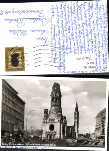 734479 Foto AK Berlin Kurfürstendamm Kaiser-Wilhelm-Gedächtniskirche 1956