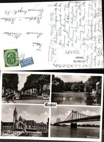 734484 Mehrbild AK Krefeld Ostwall Stadtwald Rhein-Brücke Hauptbahnhof