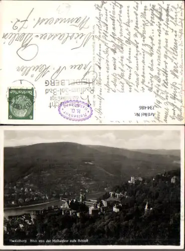 734486 Heidelberg Blick von der Molkenkur aus Schloss