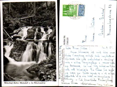 734520 Foto AK Rötenbach Friedenweiler Wasserfall in der Rötenbachschlucht Schwarzwald