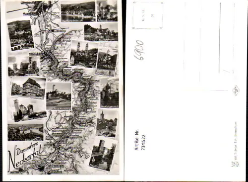 734522 Lagekarte Heidelberg Neckartal Mosbach Gundesheim Wimpfen Heilbronn
