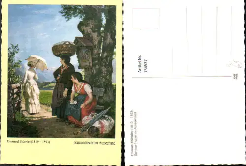 734537 Künstler AK Emanuel Stöckler Ausseerland Sommerfrische Frauen Tracht Mode Korb auf Kopf