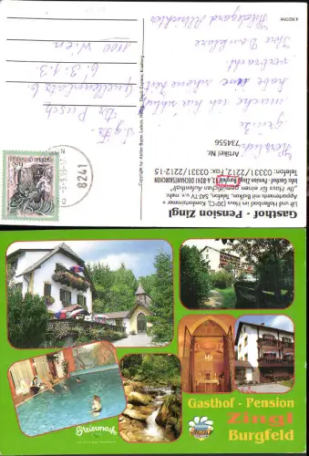 734556 Mehrbild AK Burgfeld Gasthof Pension Zingl Hallenbad Ansicht