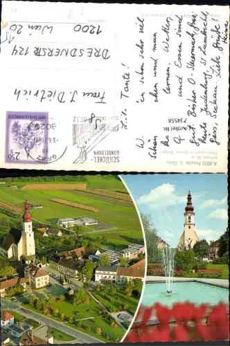 734558 Mehrbild AK Fernitz b. Graz Luftbild Springbrunnen Kirche