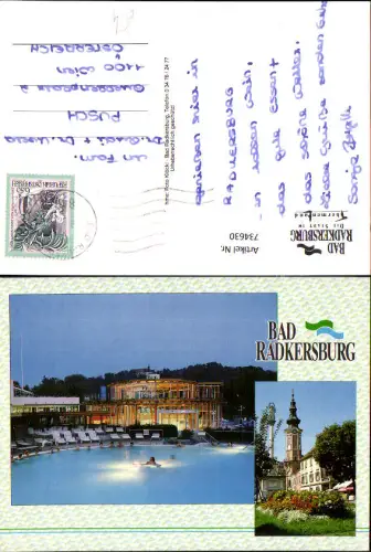 734630 Mehrbild AK Bad Radkersburg Therme Schwimmbad b. Nacht Kirche