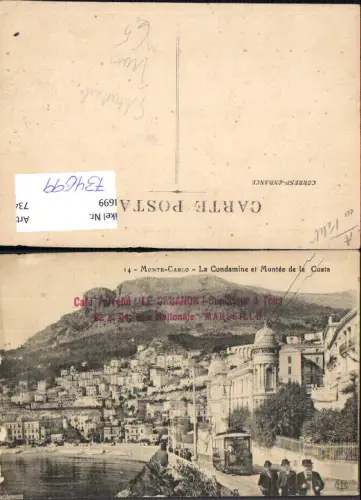 734699 Monaco Monte-Carlo La Condamine et Montee de la Costa Straßenbahn Tram Küste