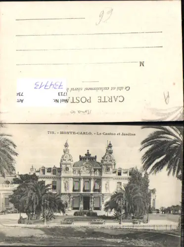 734713 Monaco Monte-Carlo Le Casino et Jardins Palmen