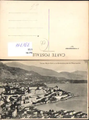 734716 Monaco Vue sur Monte-Carlo et la Condamine prise de l Observatoire