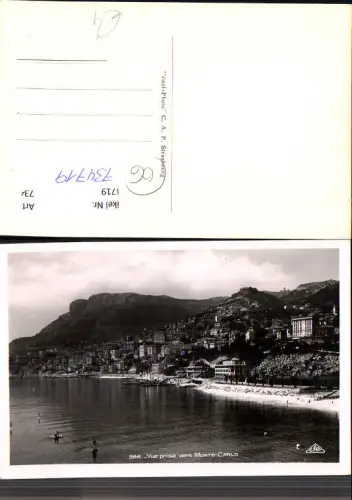 734719 Foto AK Monaco Vue prise vers Monte-Carlo