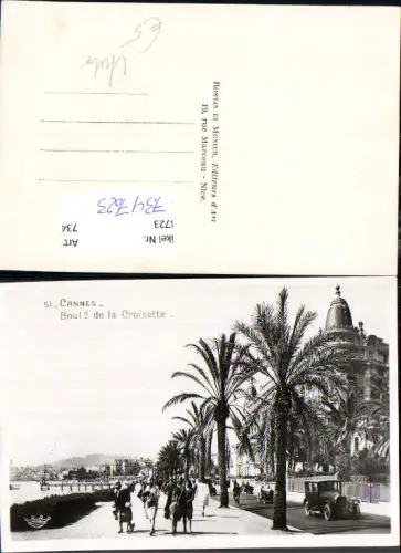 734723 Foto AK Cannes Boulevard de la Croisette Palmen Automobil Oldtimer France