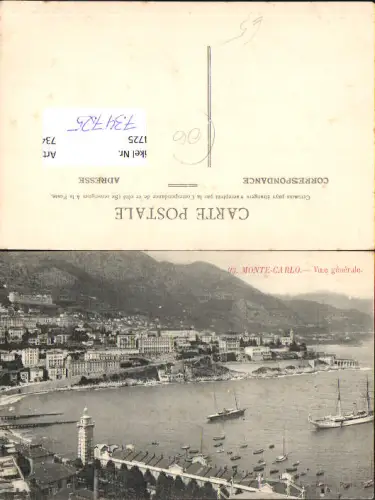 734725 Monaco Monte-Carlo Vue generale Schiffe Dampfer Boote Leuchtturm