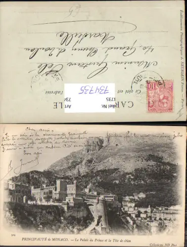 734735 Monaco Monte-Carlo Principaute de Monaco Le Palais du Prince et la Tete de chien