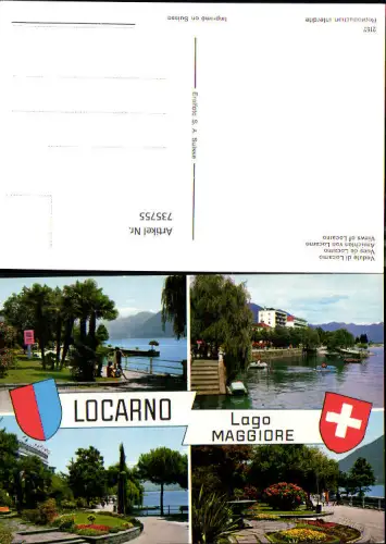 735755 Mehrbild AK Locarno Lago Maggiore Veduta di Locarno Ansichten Brunnen Trettboote